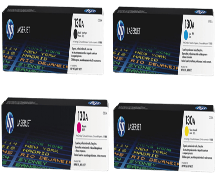 ست کارتریج اچ پی HP 130A کارتریج HP 130A مشکی قادر است تا حدود 1300 صفحه و هر یک از کارتریج های رنگی دیگر تا حدود 1000 صفحه ست کارتریج اچ پی HP 130A